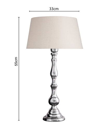 Teardrop chrome lamp with shade