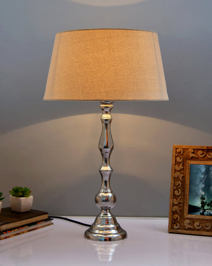 Teardrop chrome lamp with shade