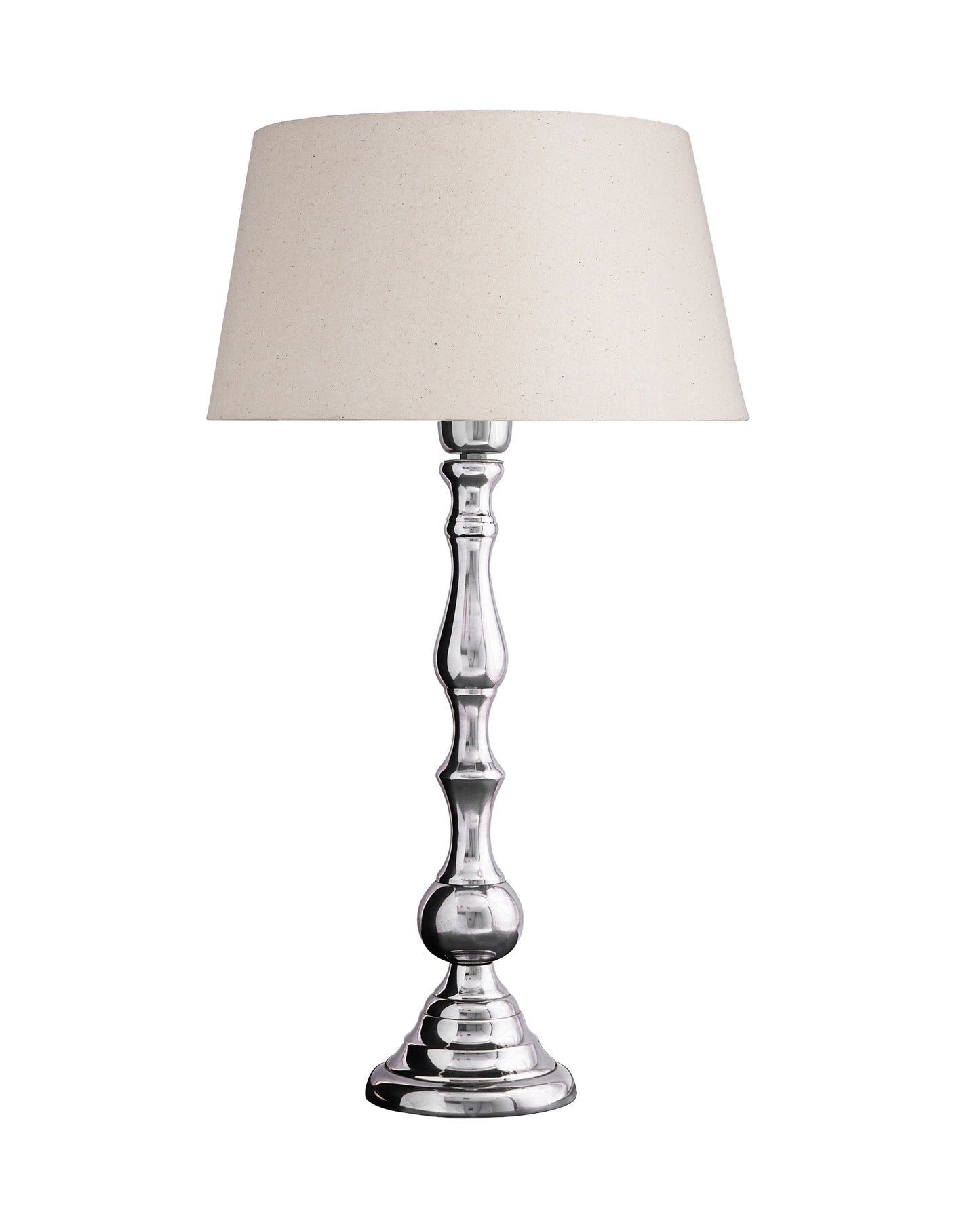 Teardrop chrome lamp with shade