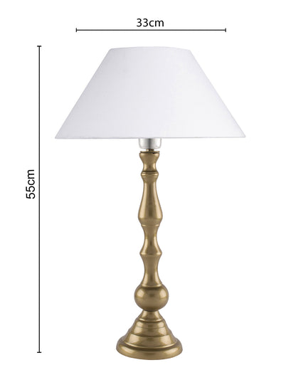 Teardrop gold brushed lamp with shade