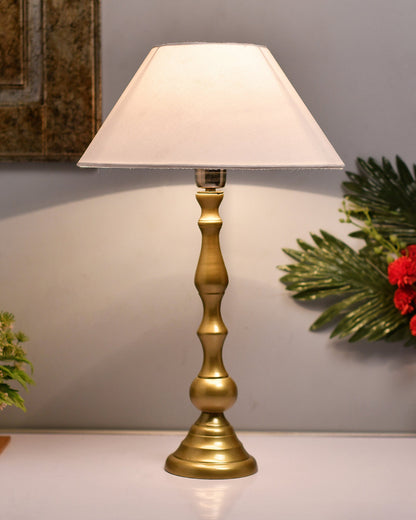 Teardrop gold brushed lamp with shade