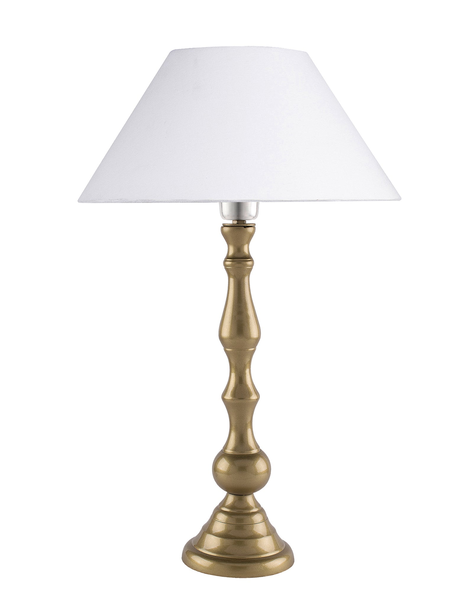 Teardrop gold brushed lamp with shade