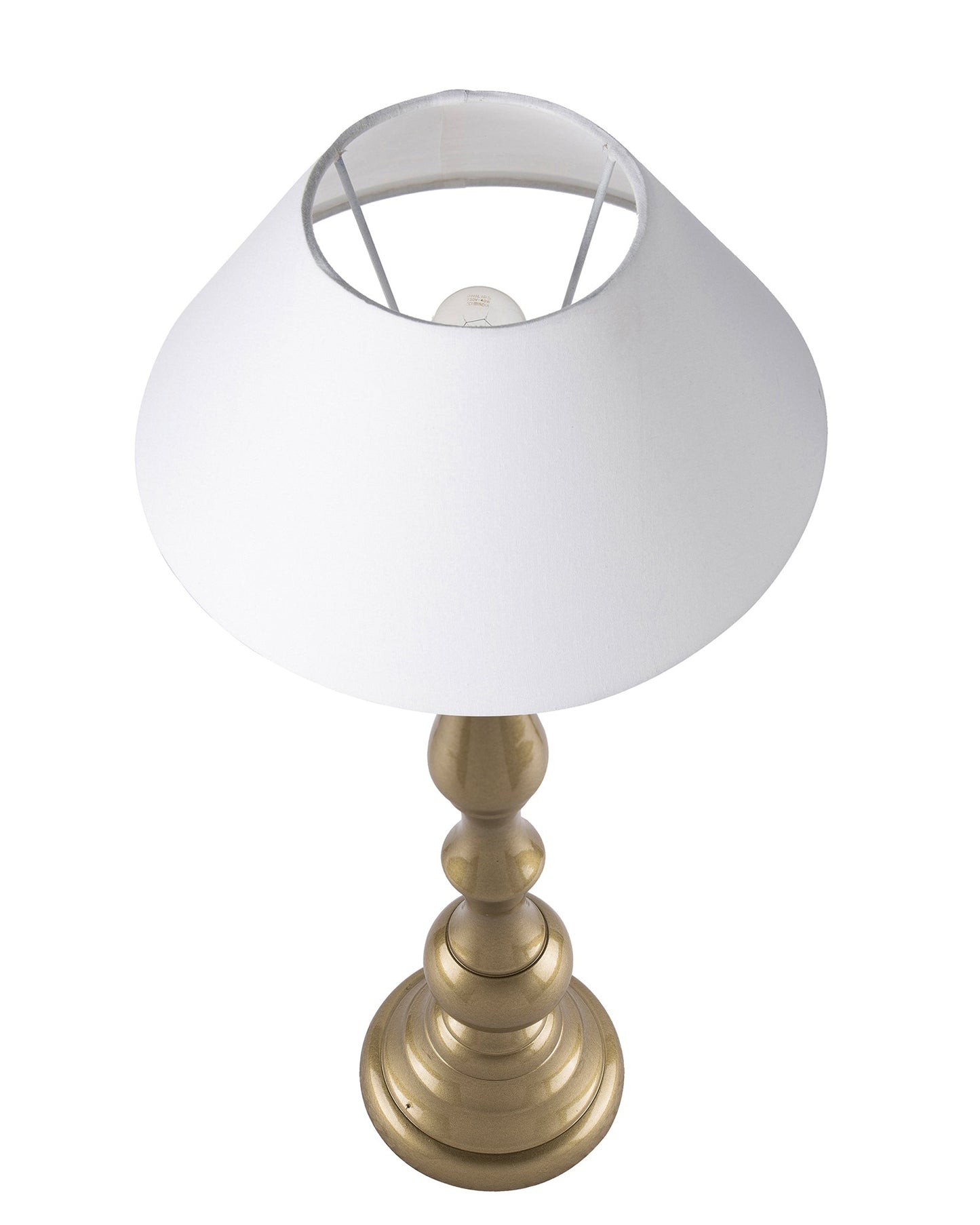 Teardrop gold brushed lamp with shade