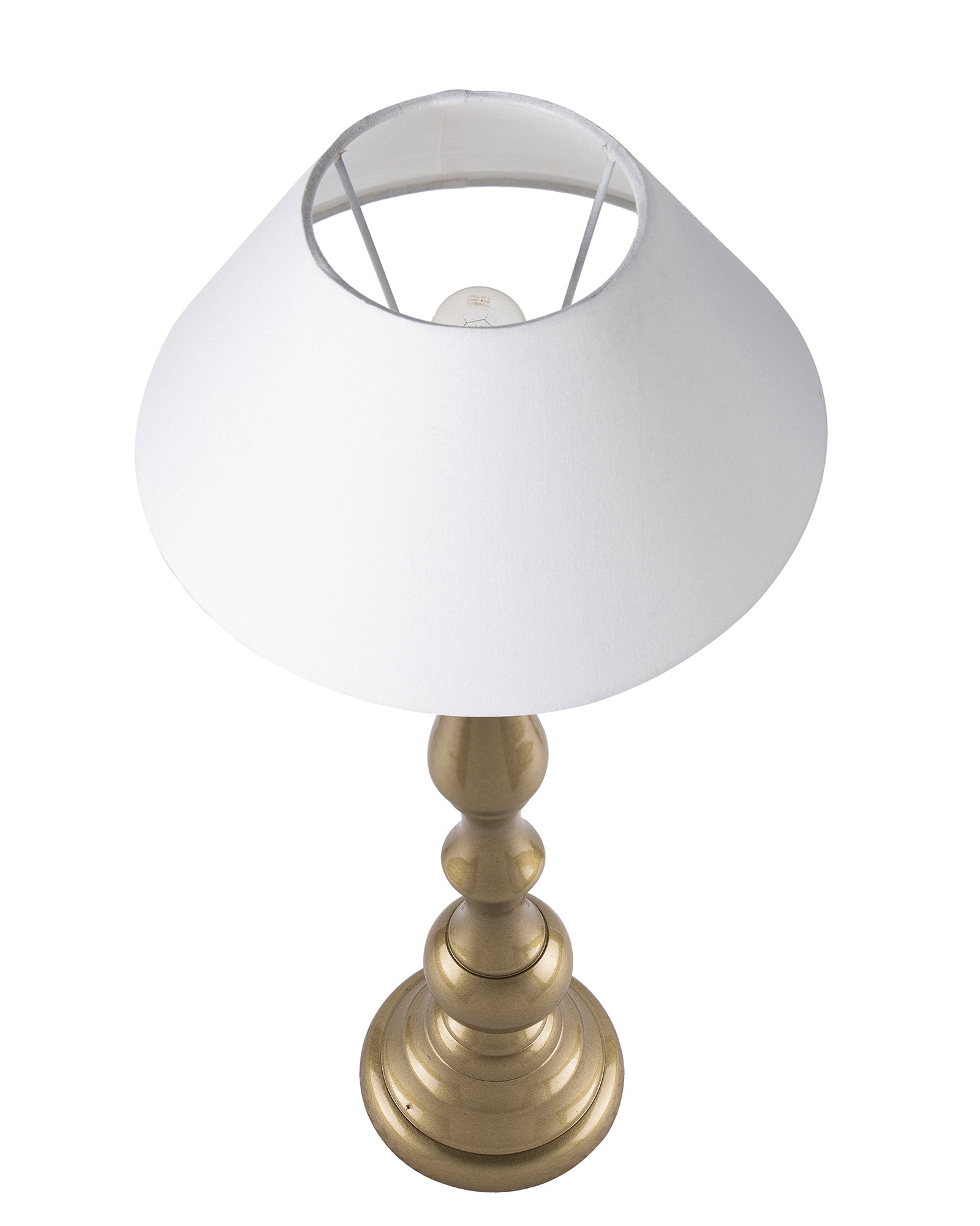 Teardrop gold brushed lamp with shade