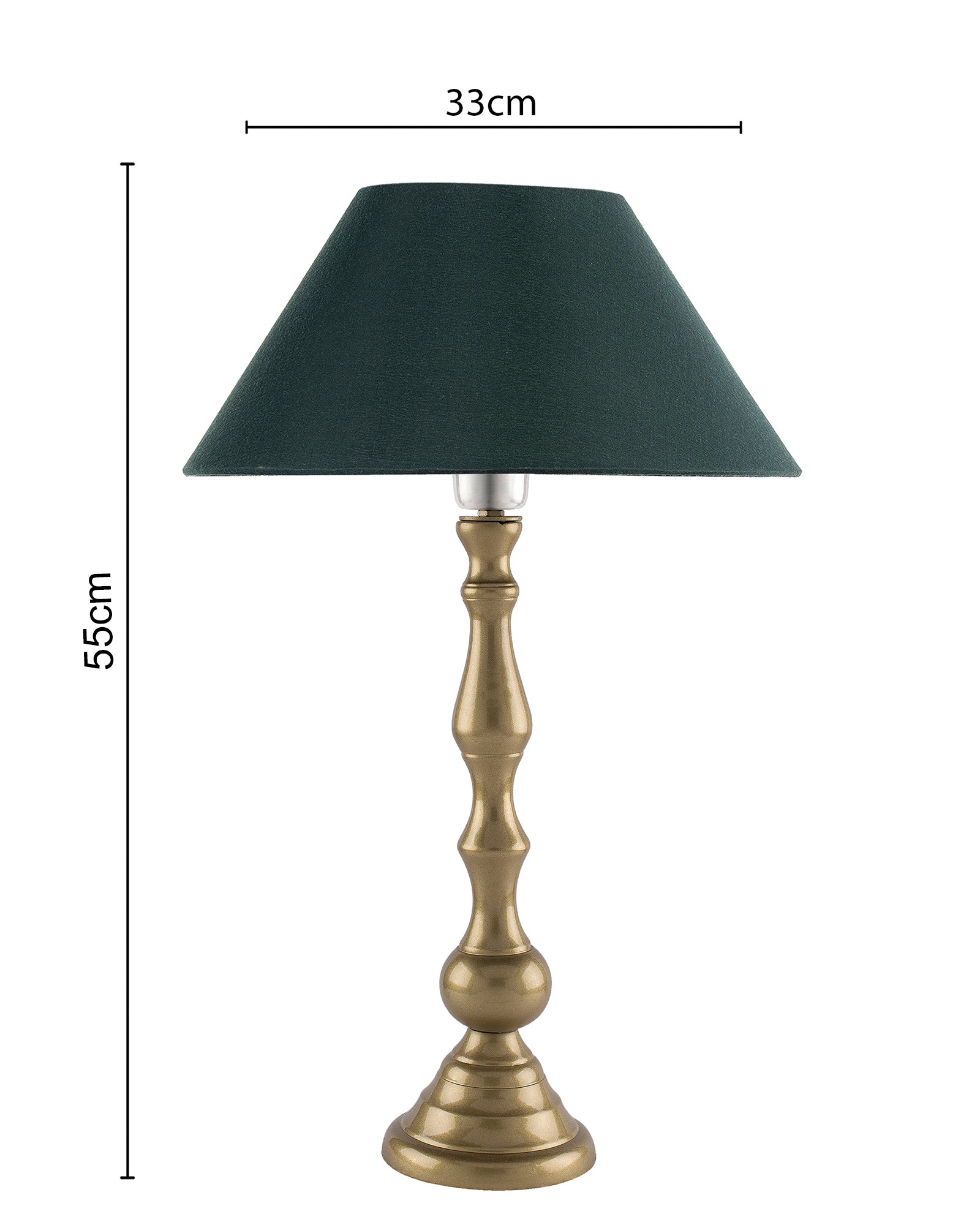 Teardrop gold brushed lamp with shade