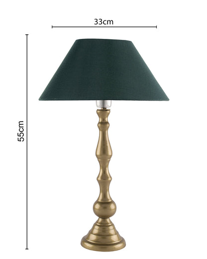 Teardrop gold brushed lamp with shade