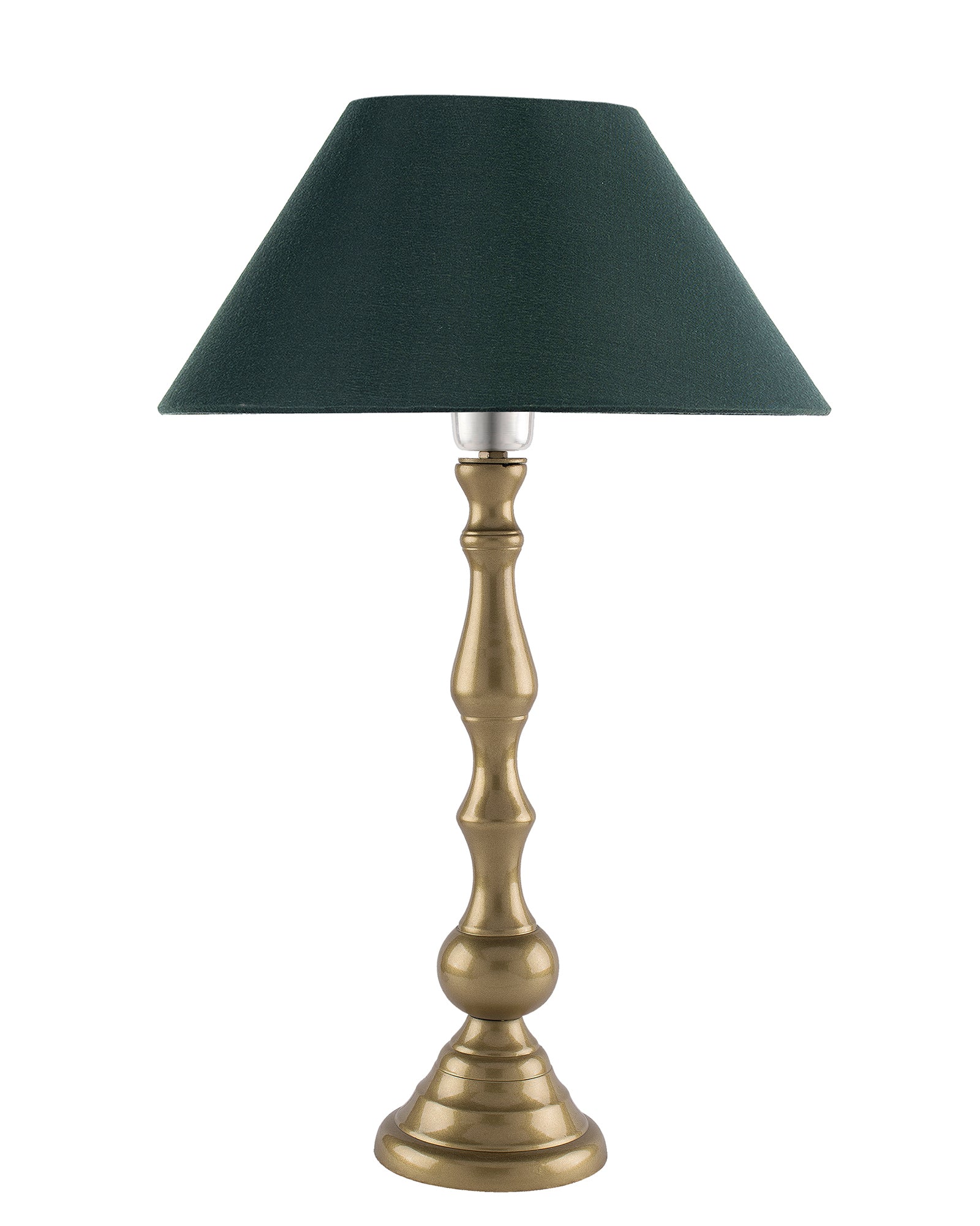 Teardrop gold brushed lamp with shade