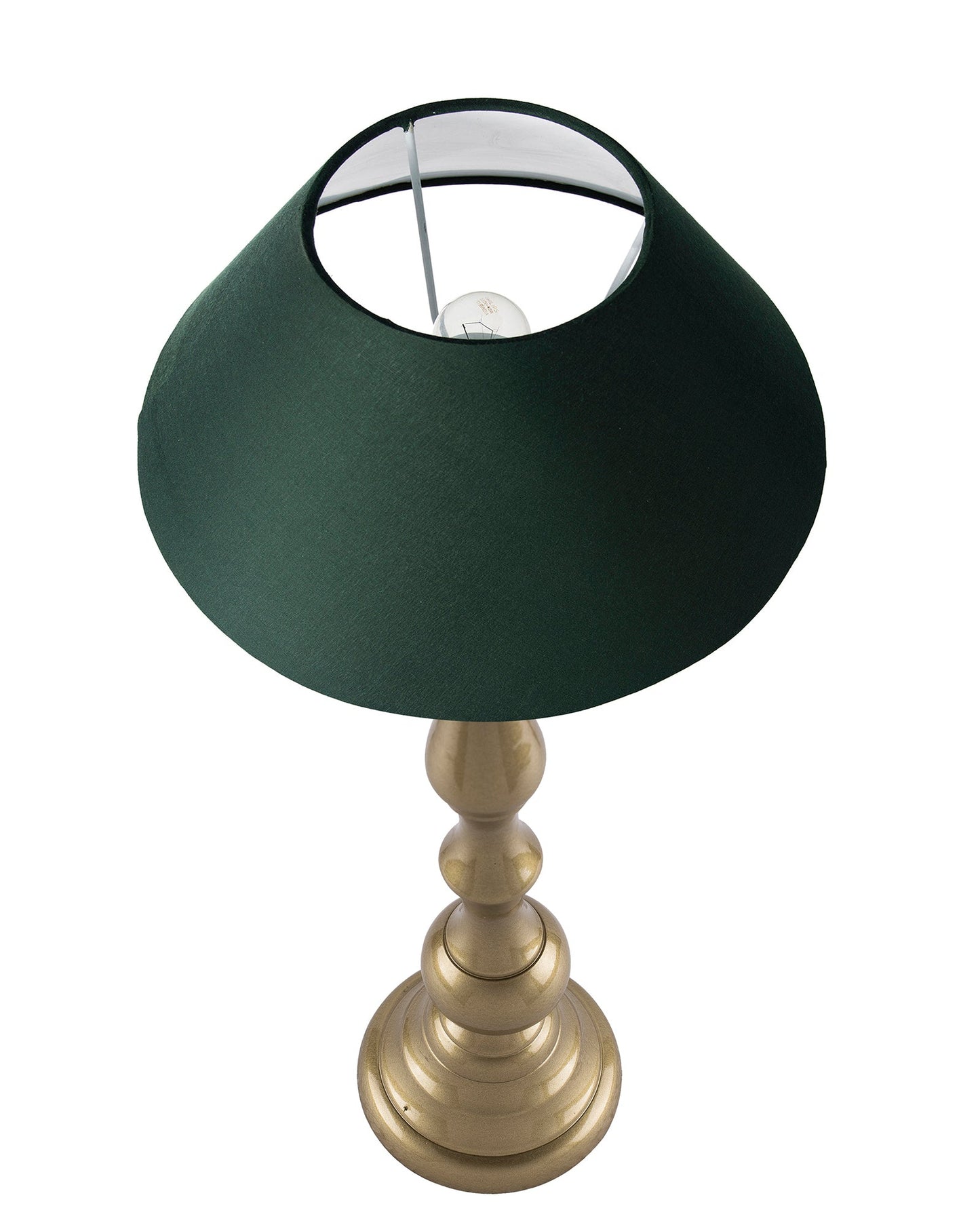 Teardrop gold brushed lamp with shade