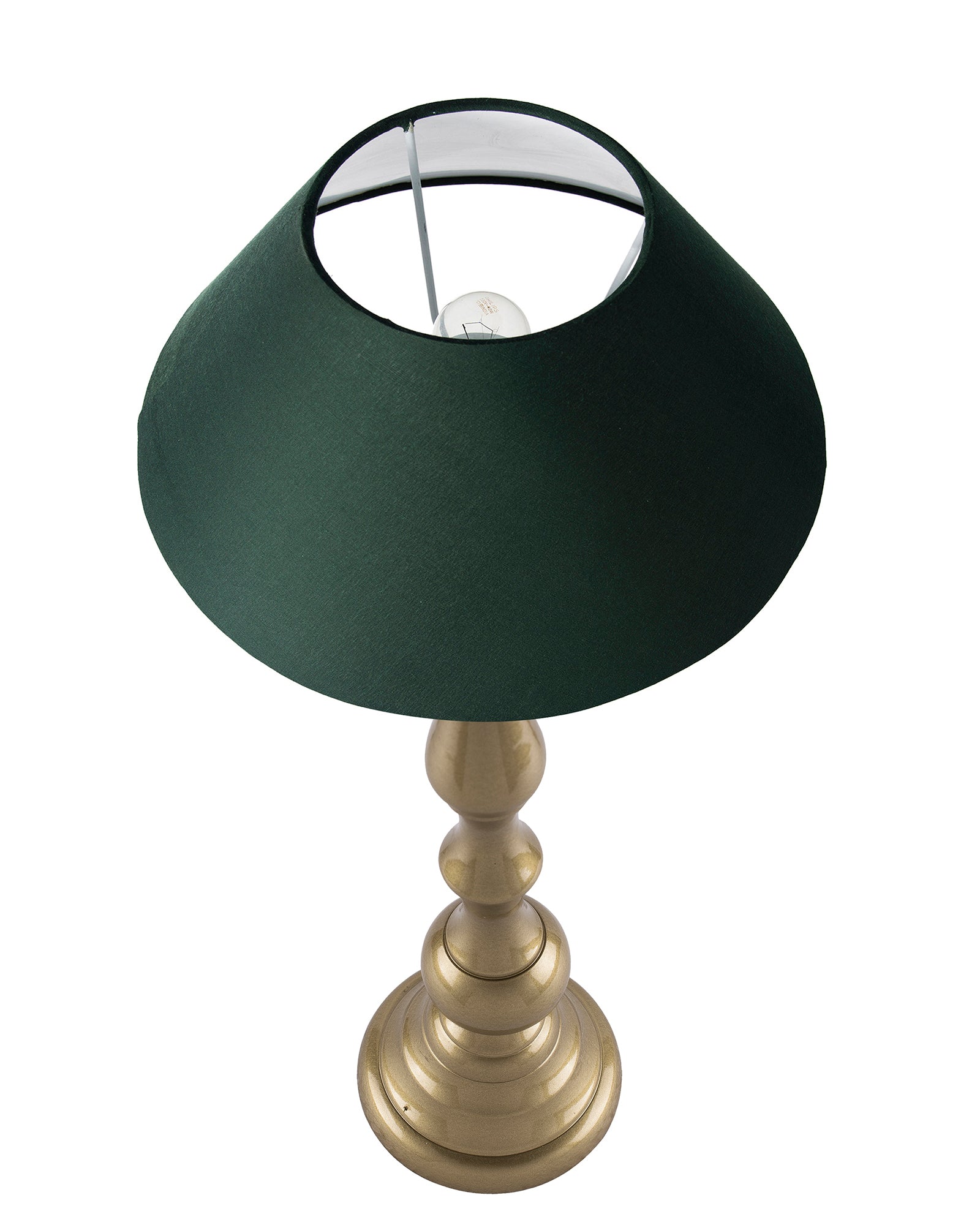 Teardrop gold brushed lamp with shade
