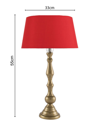 Teardrop gold brushed lamp with shade