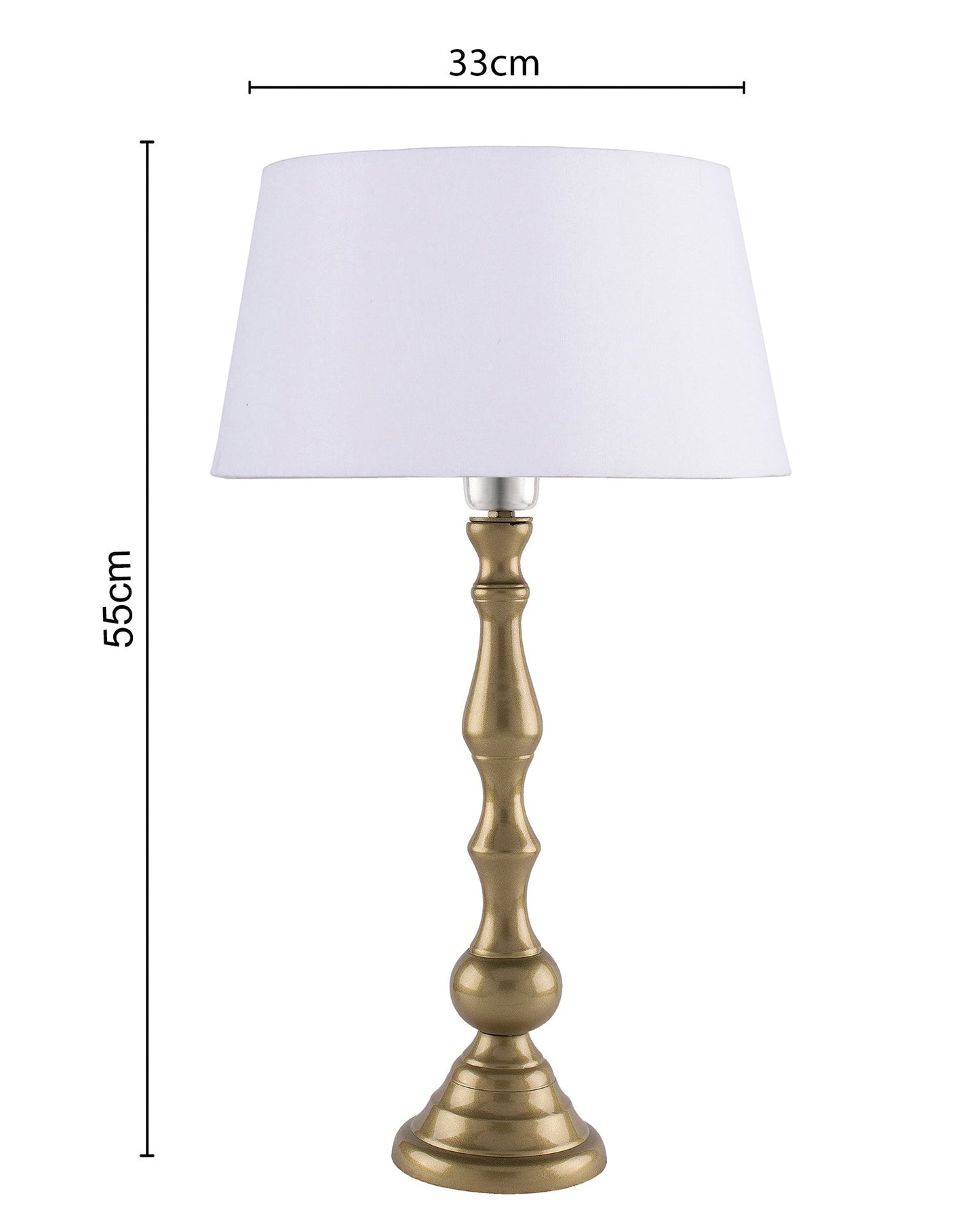 Teardrop gold brushed lamp with shade