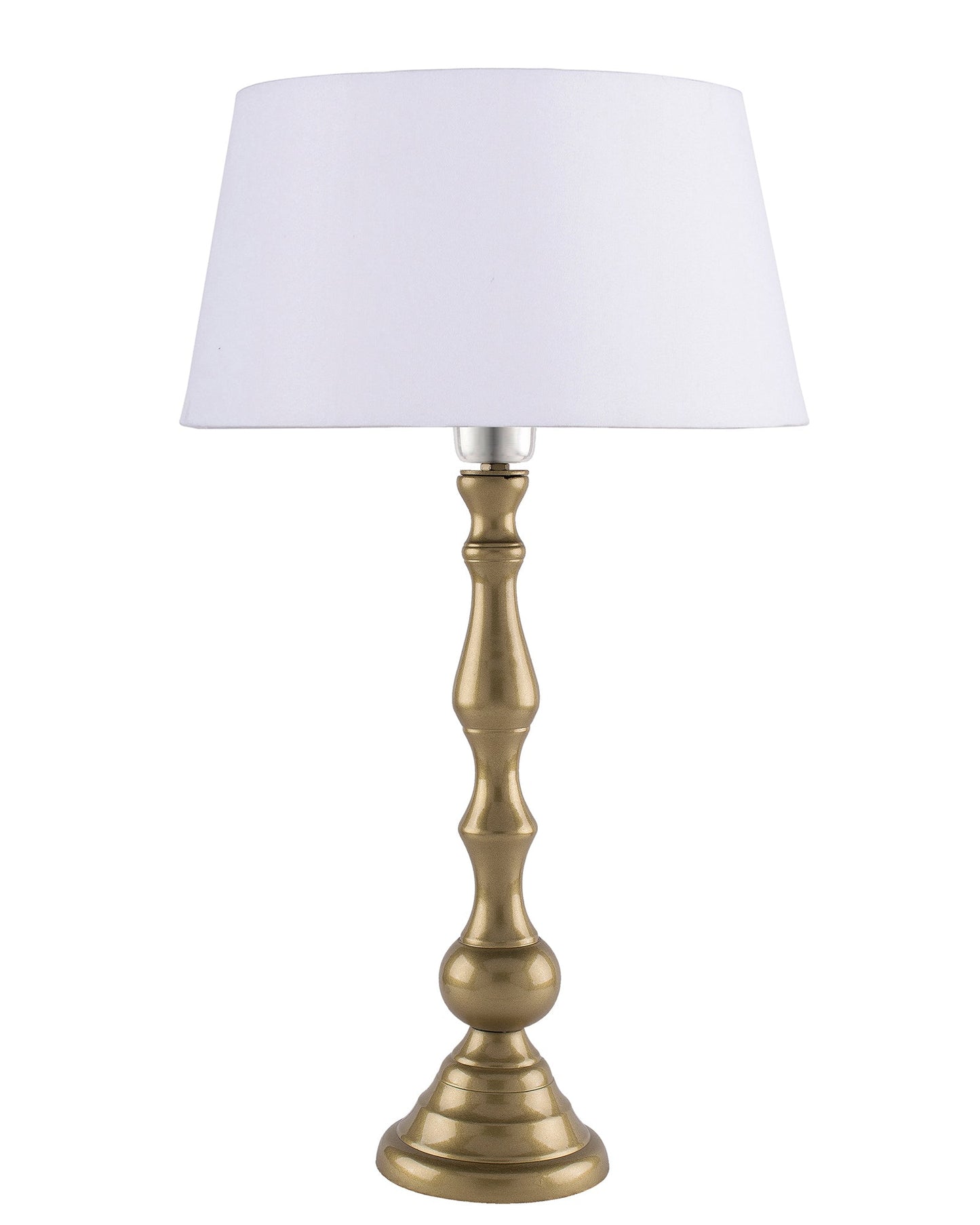 Teardrop gold brushed lamp with shade