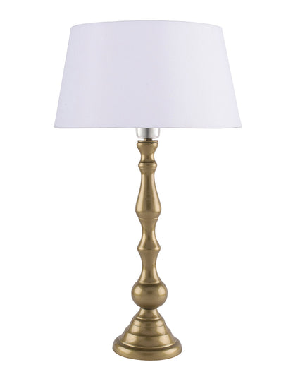 Teardrop gold brushed lamp with shade
