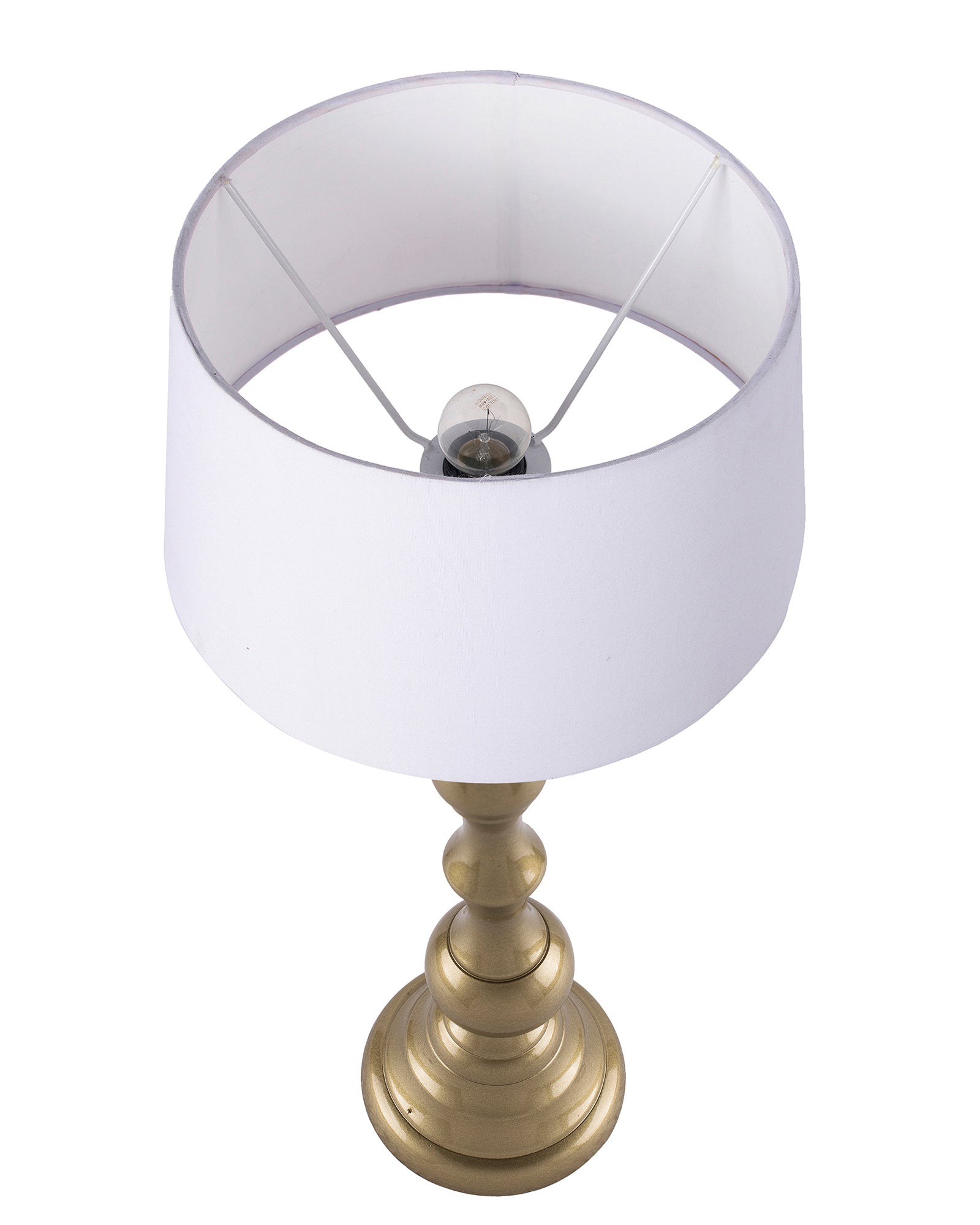 Teardrop gold brushed lamp with shade