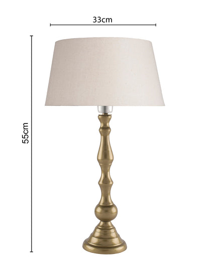 Teardrop gold brushed lamp with shade