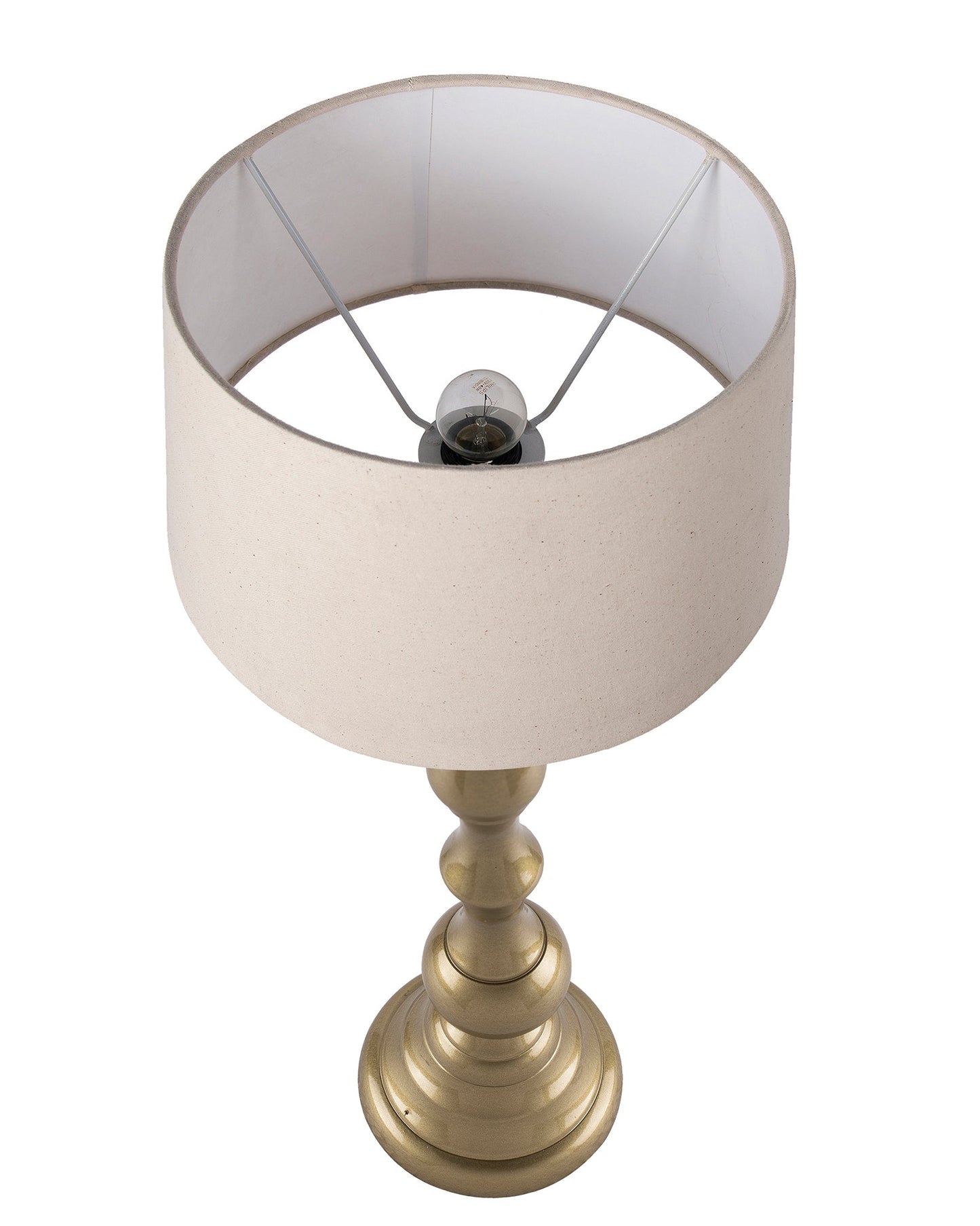 Teardrop gold brushed lamp with shade
