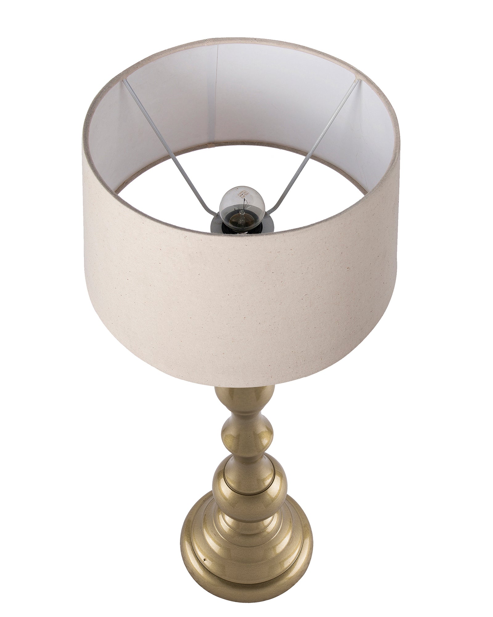 Teardrop gold brushed lamp with shade