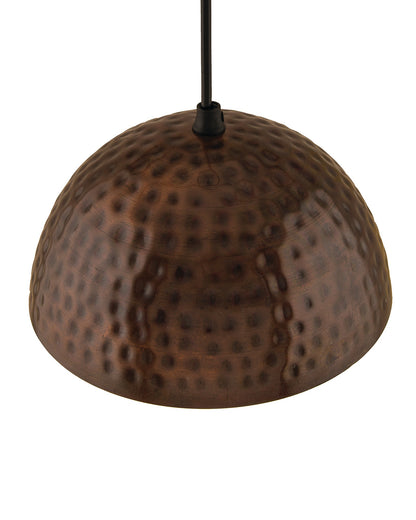 Antique copper hammered pendant, hanging lamp, 10"