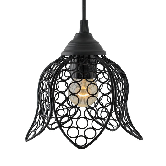 Hanging Black Steel lotus light, hanging light and fixture
