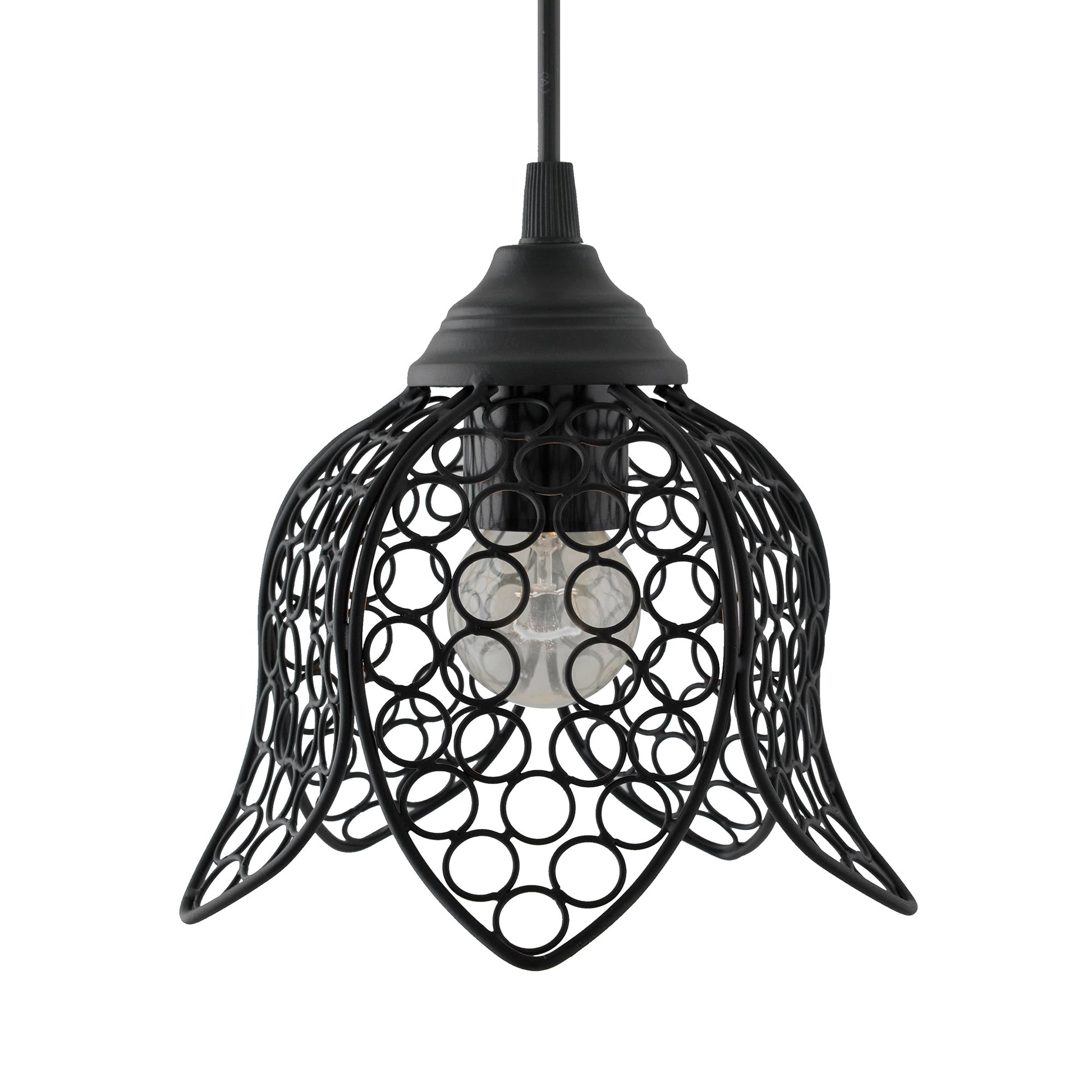Hanging Black Steel lotus light, hanging light and fixture
