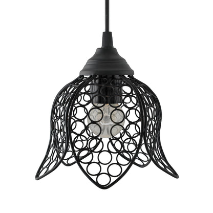 Hanging Black Steel lotus light, hanging light and fixture