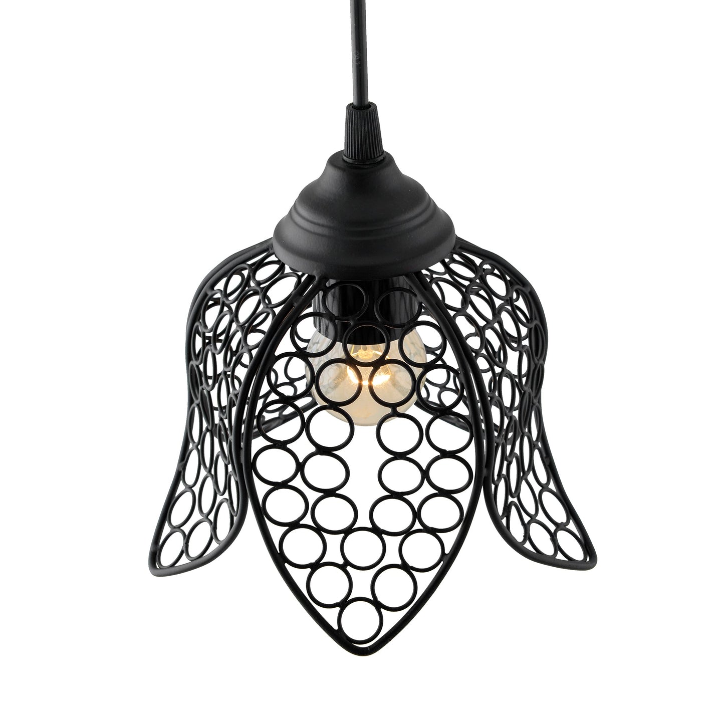 Hanging Black Steel lotus light, hanging light and fixture