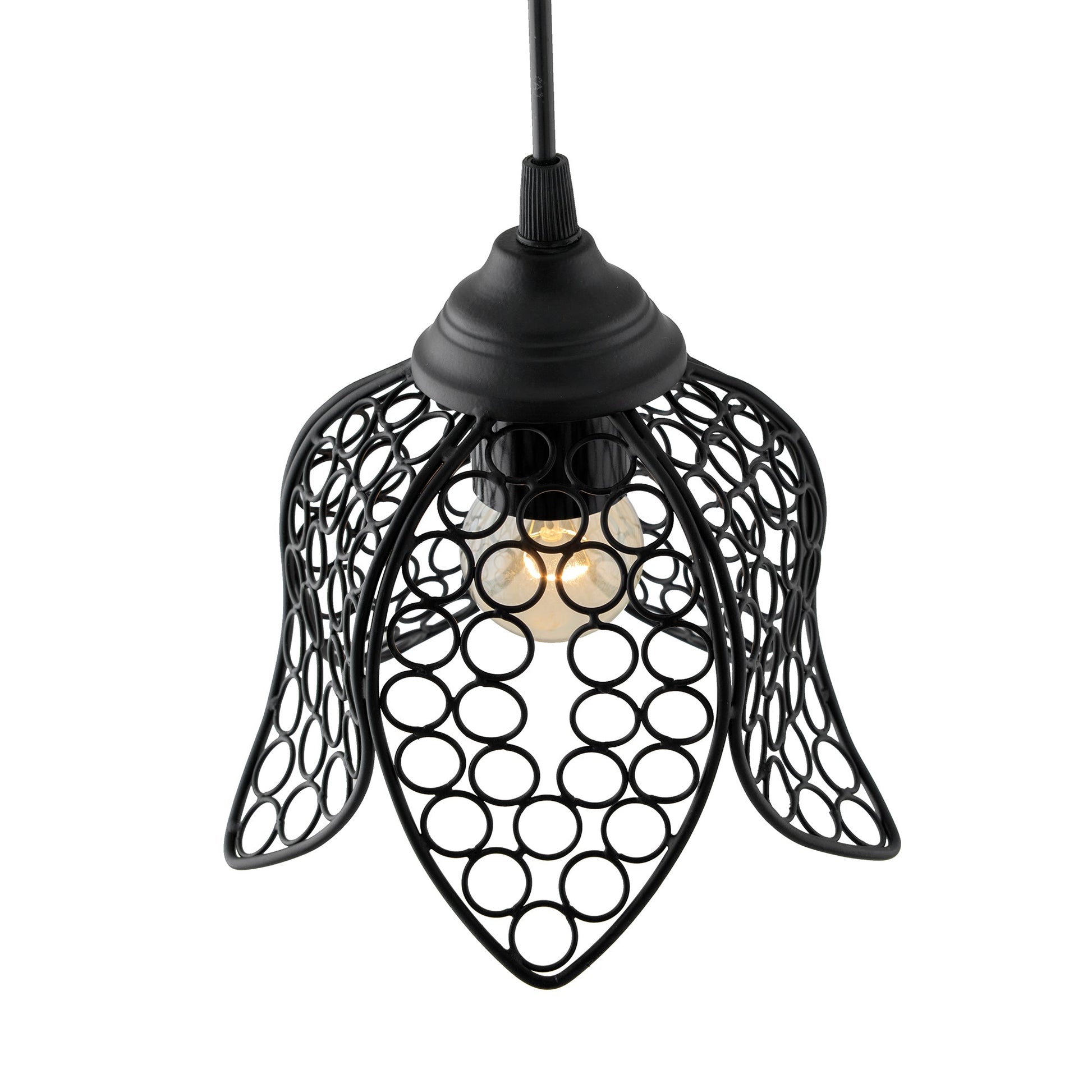 Hanging Black Steel lotus light, hanging light and fixture