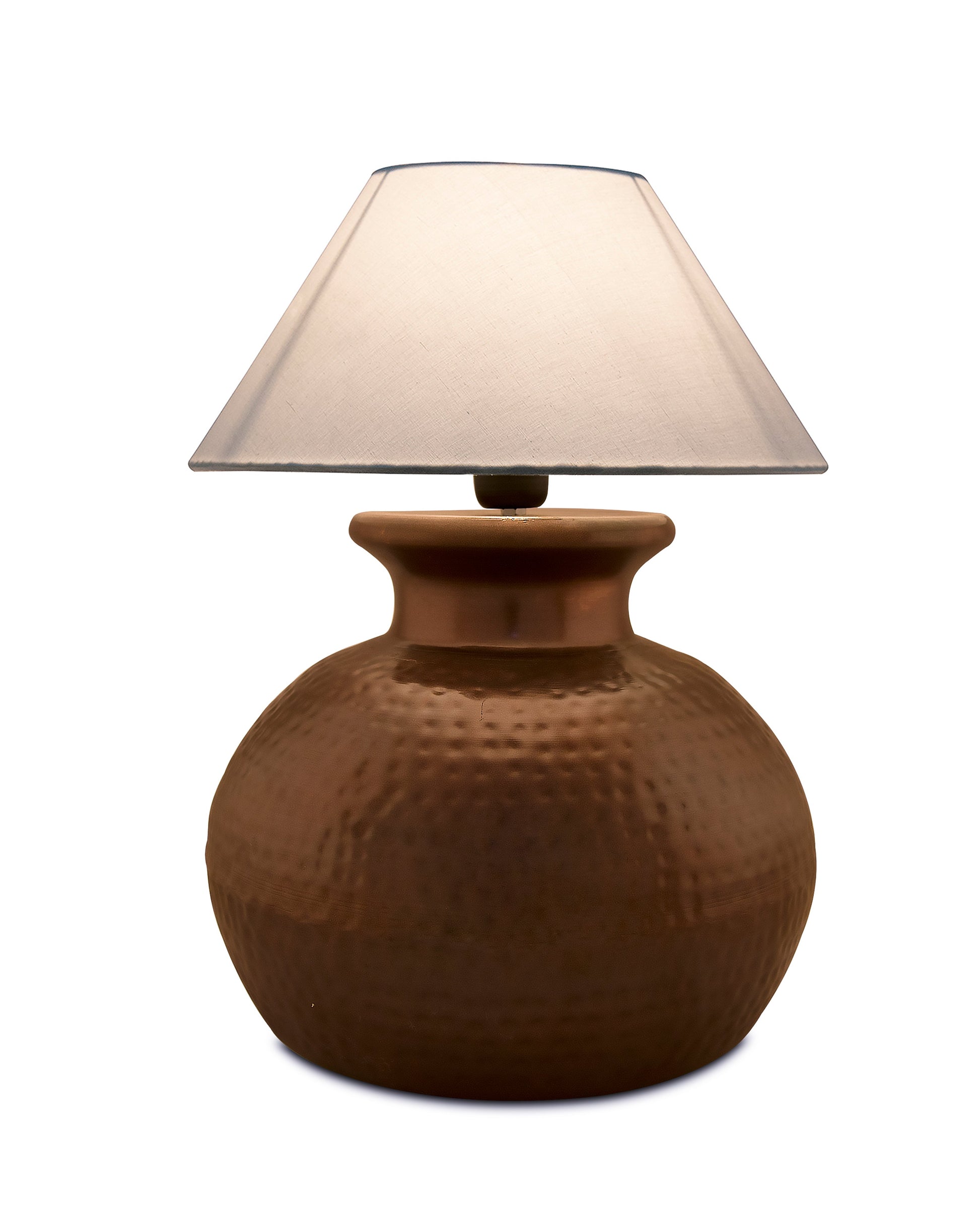 Antique Copper Hammered Pitcher Table Lamp with Shade