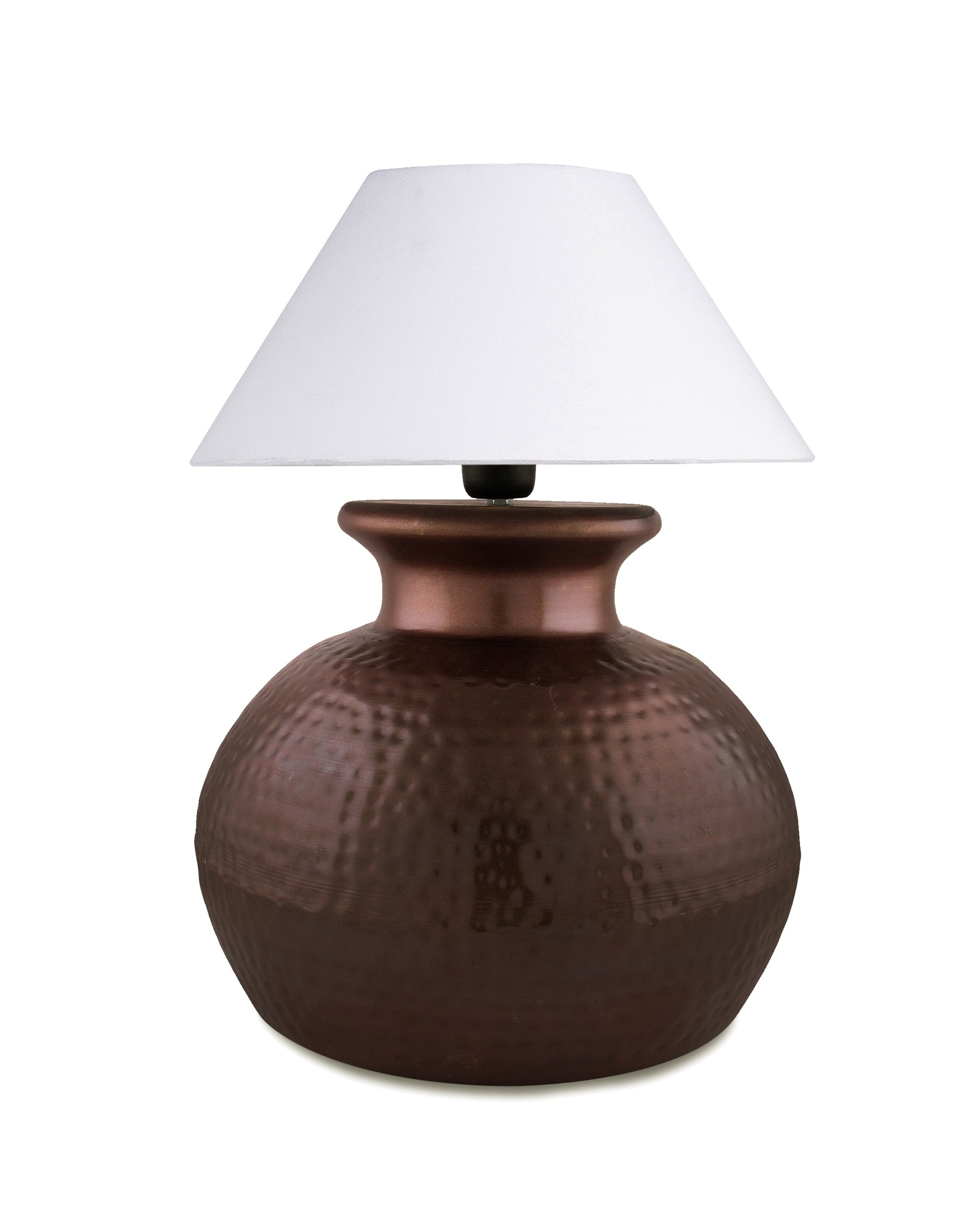 Antique Copper Hammered Pitcher Table Lamp with Shade