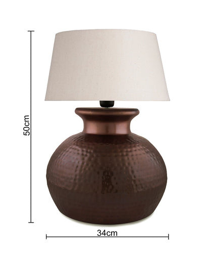 Antique Copper Hammered Pitcher Table Lamp with Shade