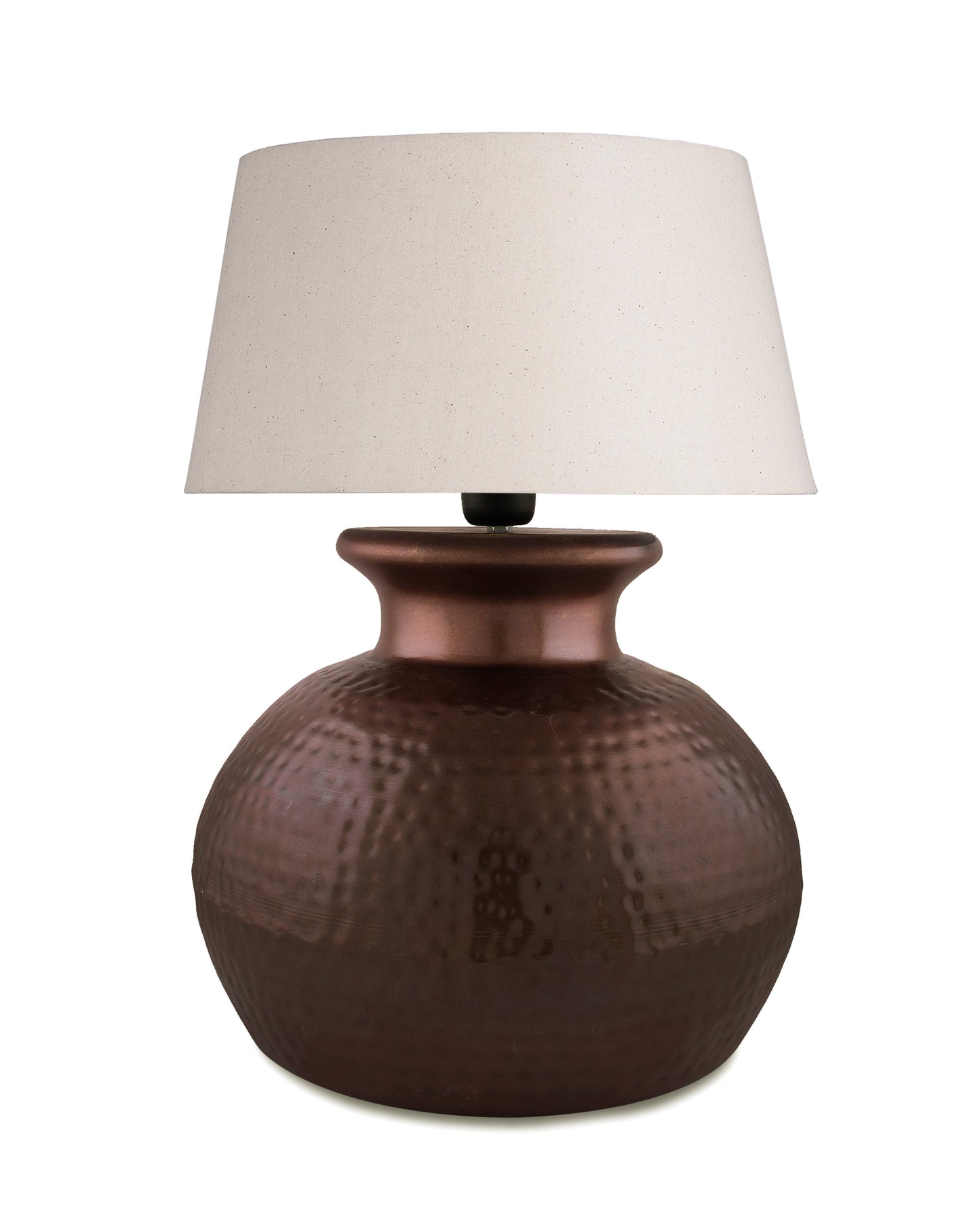 Antique Copper Hammered Pitcher Table Lamp with Shade