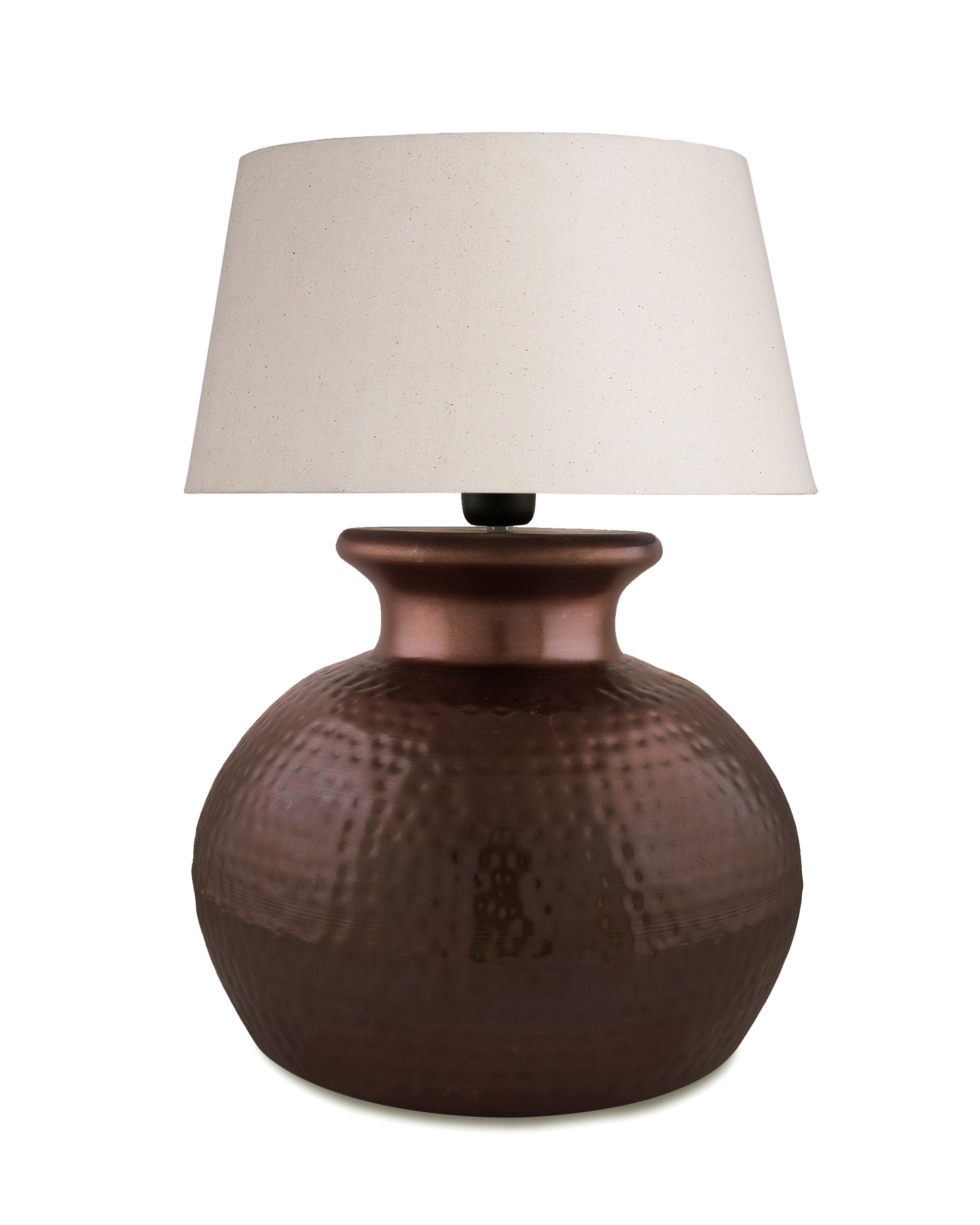 Antique Copper Hammered Pitcher Table Lamp with Shade