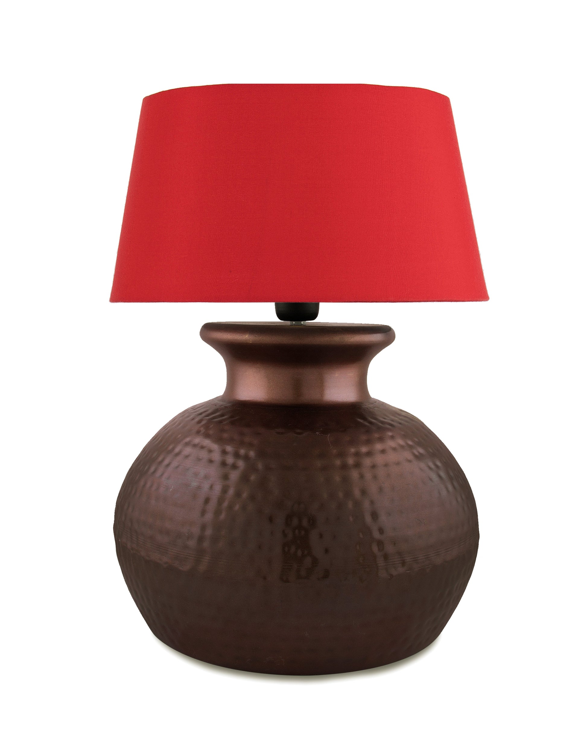 Antique Copper Hammered Pitcher Table Lamp with Shade