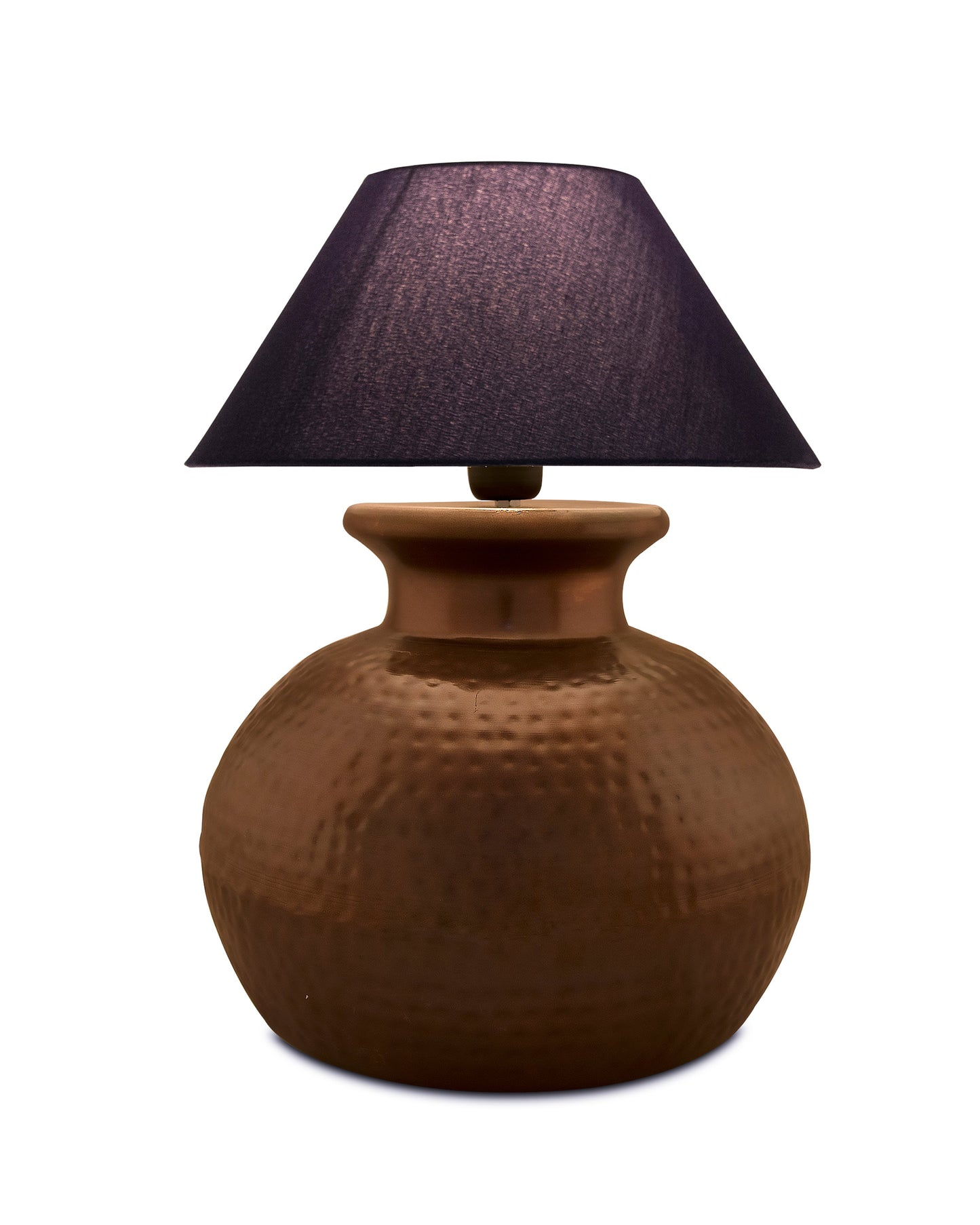 Antique Copper Hammered Pitcher Table Lamp with Shade