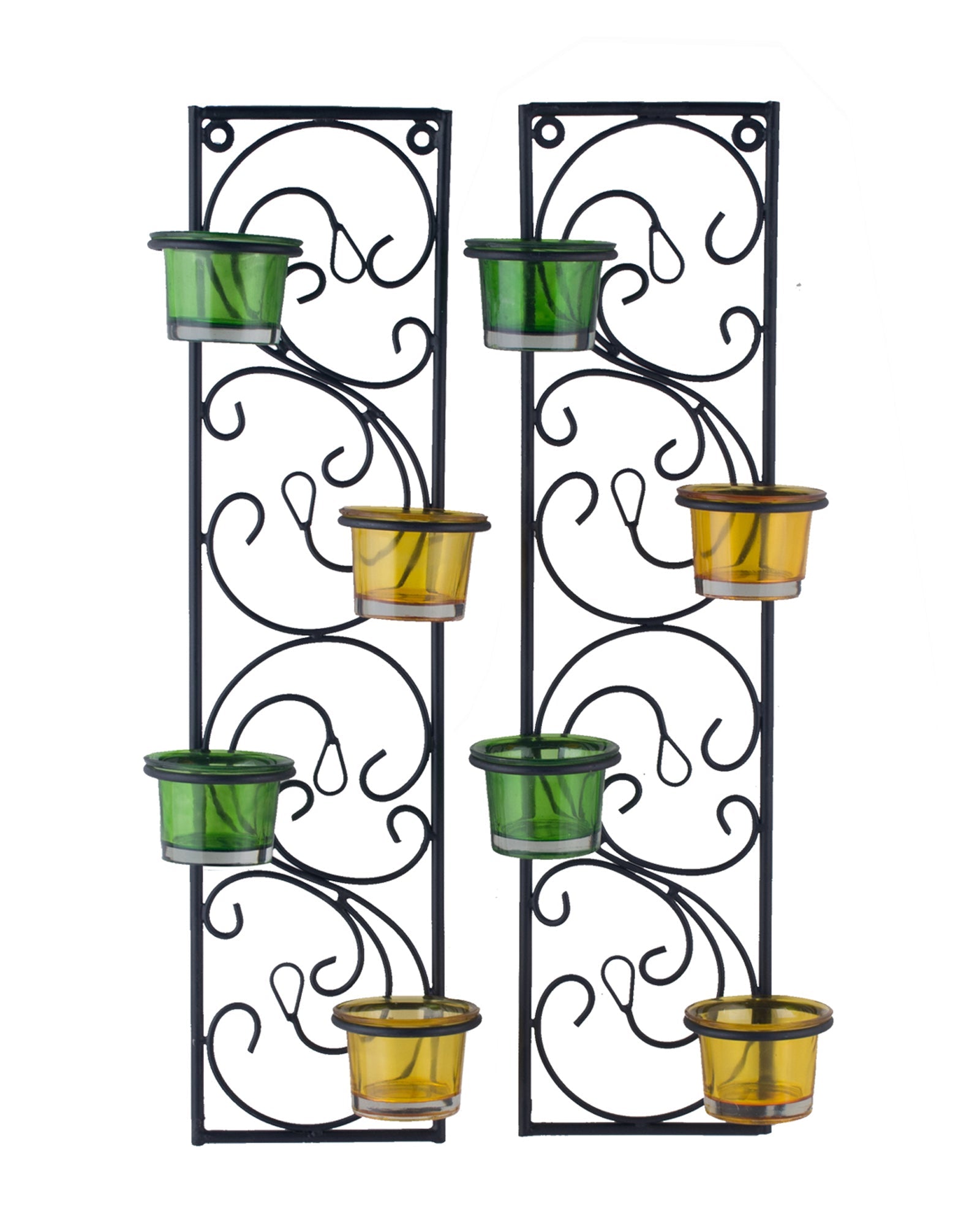 Wall Hanging Twisted Petals Tea Light Candle Diya Holders, Set of 2,Candle holder