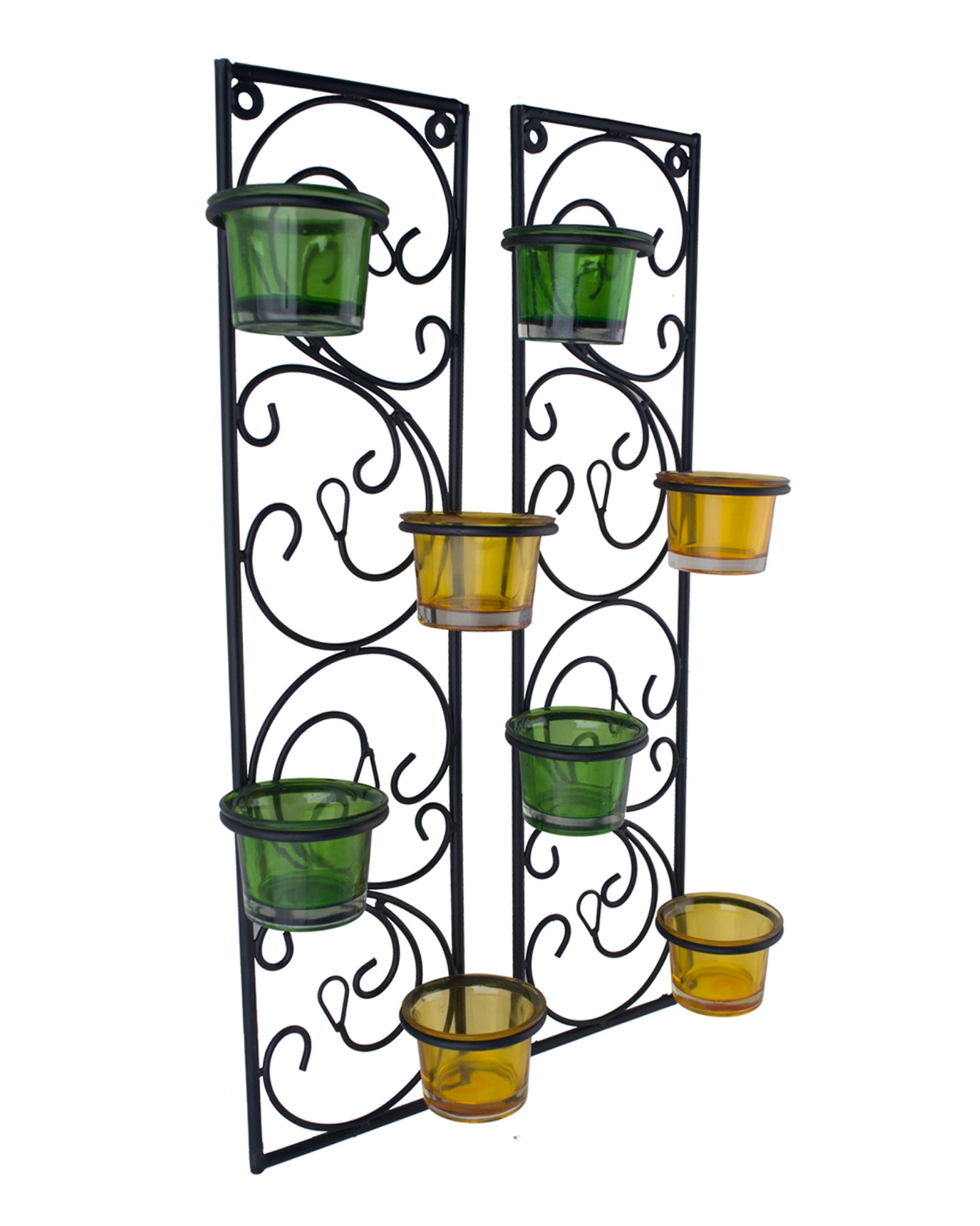 Wall Hanging Twisted Petals Tea Light Candle Diya Holders, Set of 2,Candle holder