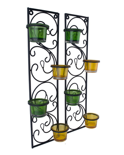 Wall Hanging Twisted Petals Tea Light Candle Diya Holders, Set of 2,Candle holder