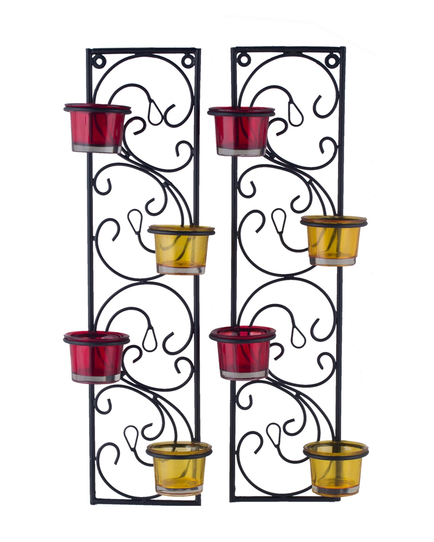 Wall Hanging Twisted Petals Tea Light Candle Diya Holders, Set of 2,Candle holder