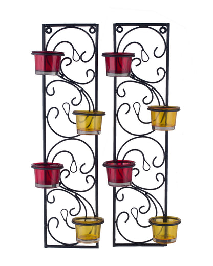 Wall Hanging Twisted Petals Tea Light Candle Diya Holders, Set of 2,Candle holder