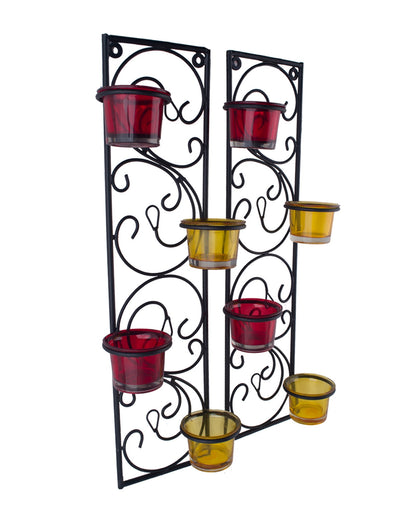 Wall Hanging Twisted Petals Tea Light Candle Diya Holders, Set of 2,Candle holder