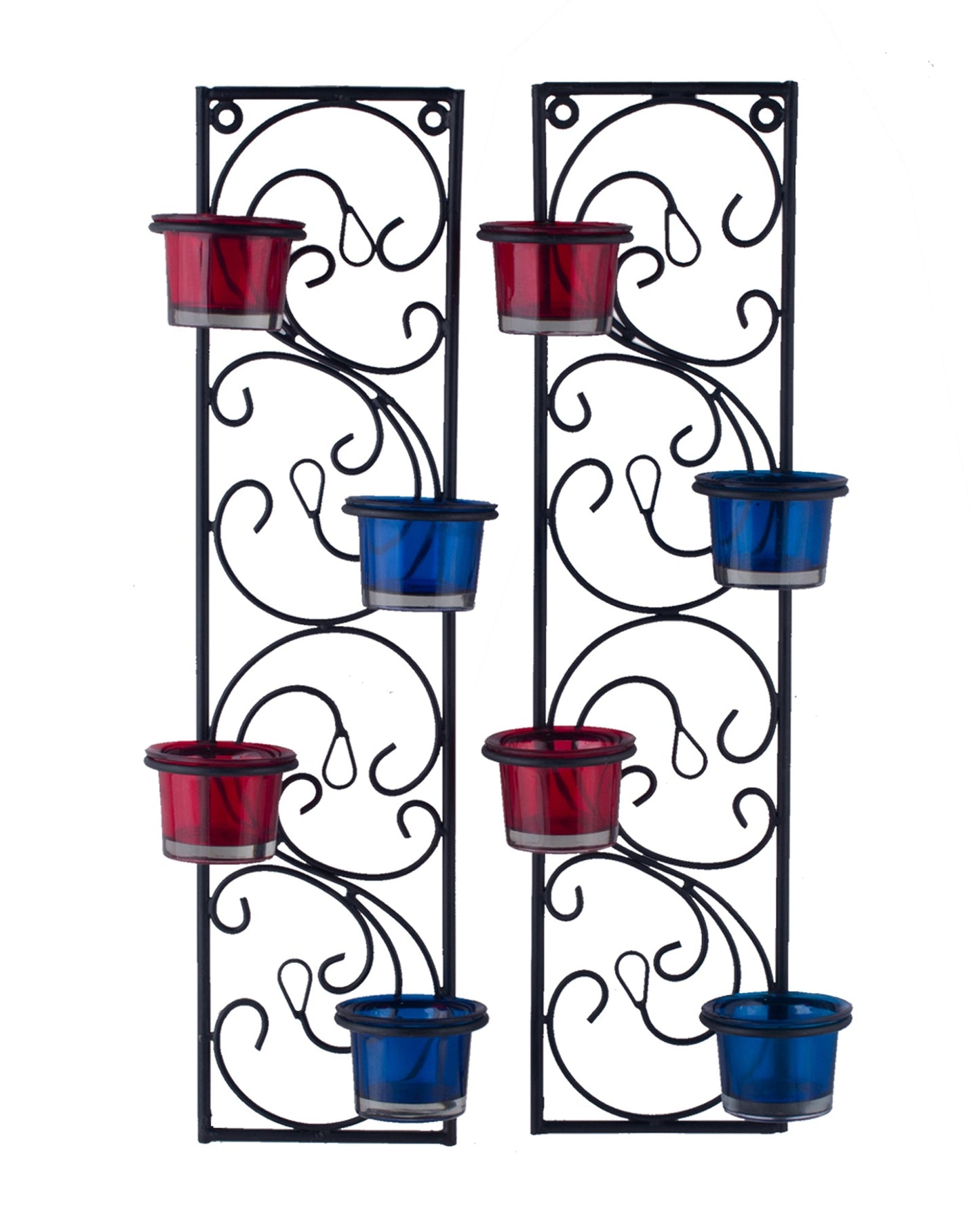 Wall Hanging Twisted Petals Tea Light Candle Diya Holders, Set of 2,Candle holder