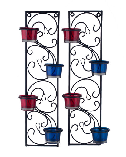 Wall Hanging Twisted Petals Tea Light Candle Diya Holders, Set of 2,Candle holder