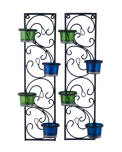 Wall Hanging Twisted Petals Tea Light Candle Diya Holders, Set of 2,Candle holder