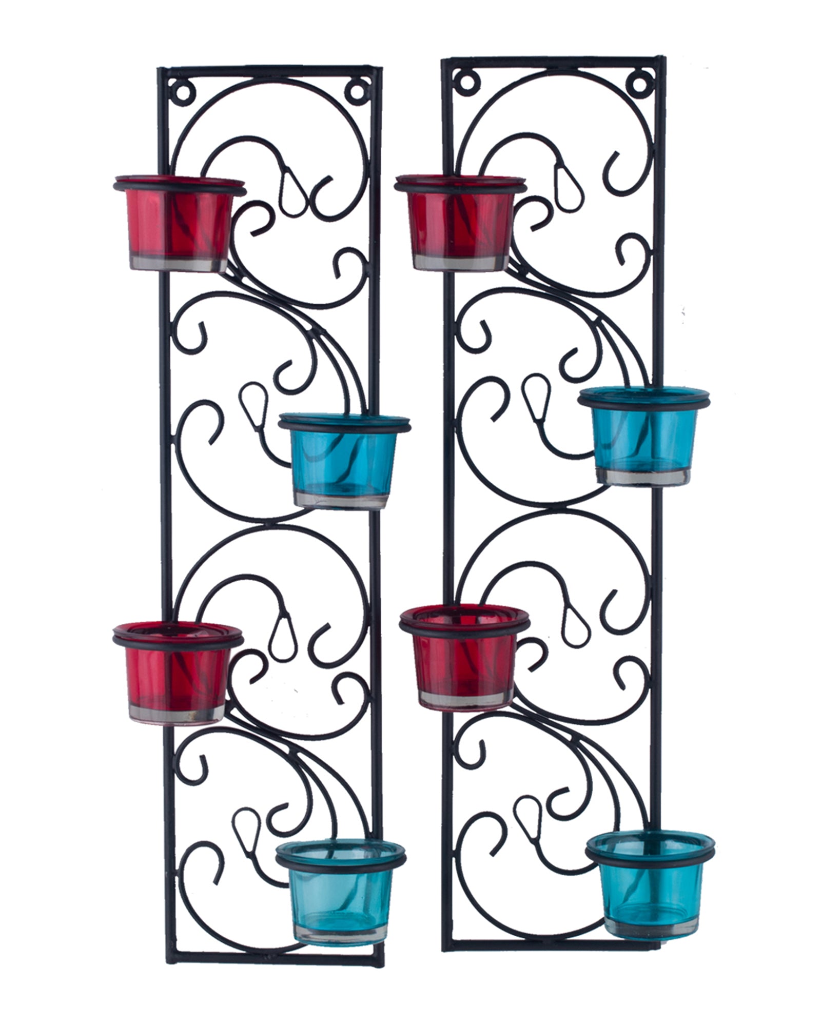 Wall Hanging Twisted Petals Tea Light Candle Diya Holders, Set of 2,Candle holder