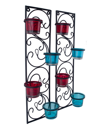 Wall Hanging Twisted Petals Tea Light Candle Diya Holders, Set of 2,Candle holder