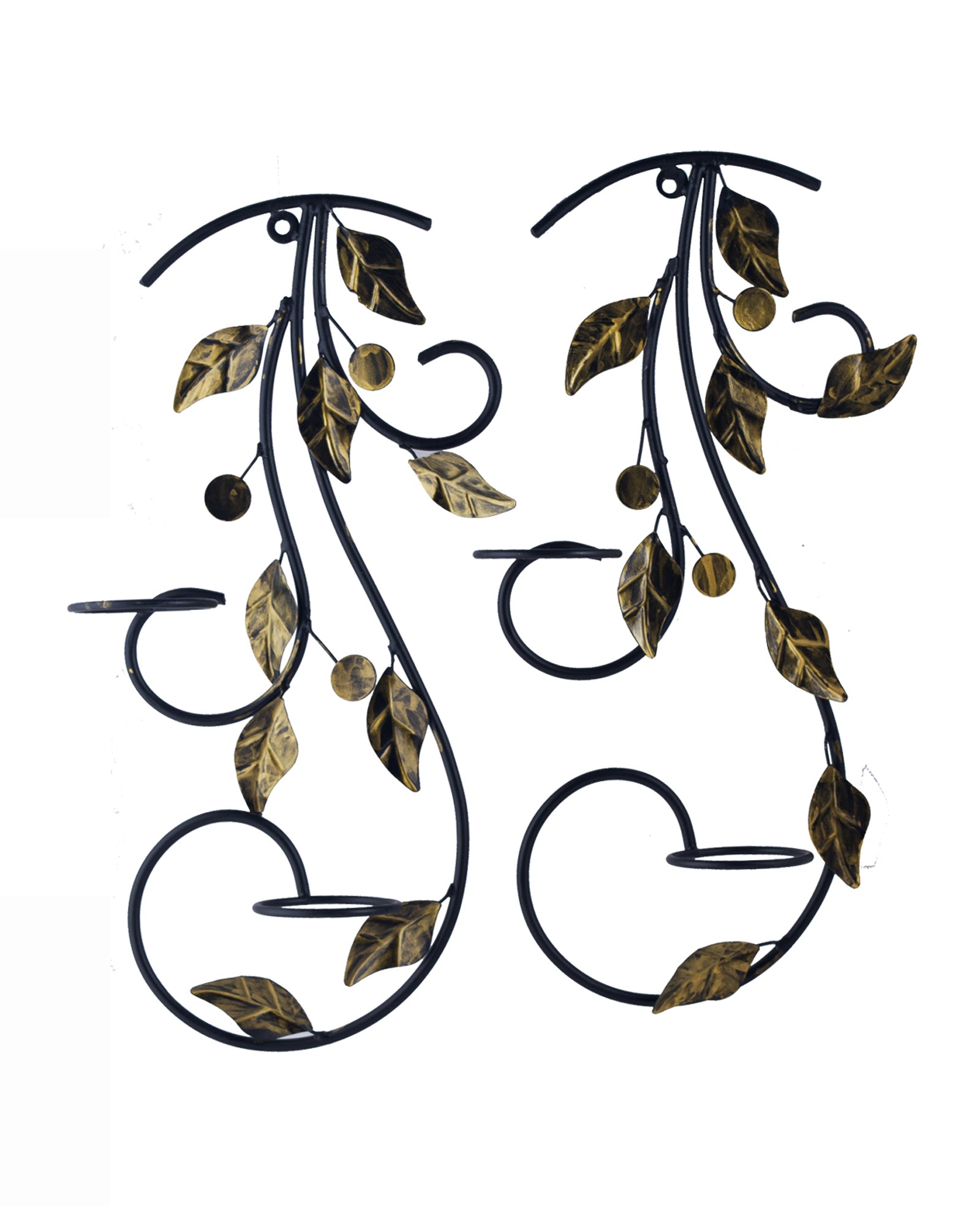 Wall Hanging leafy vine candle stand, Wall Sconce with Glass and candles