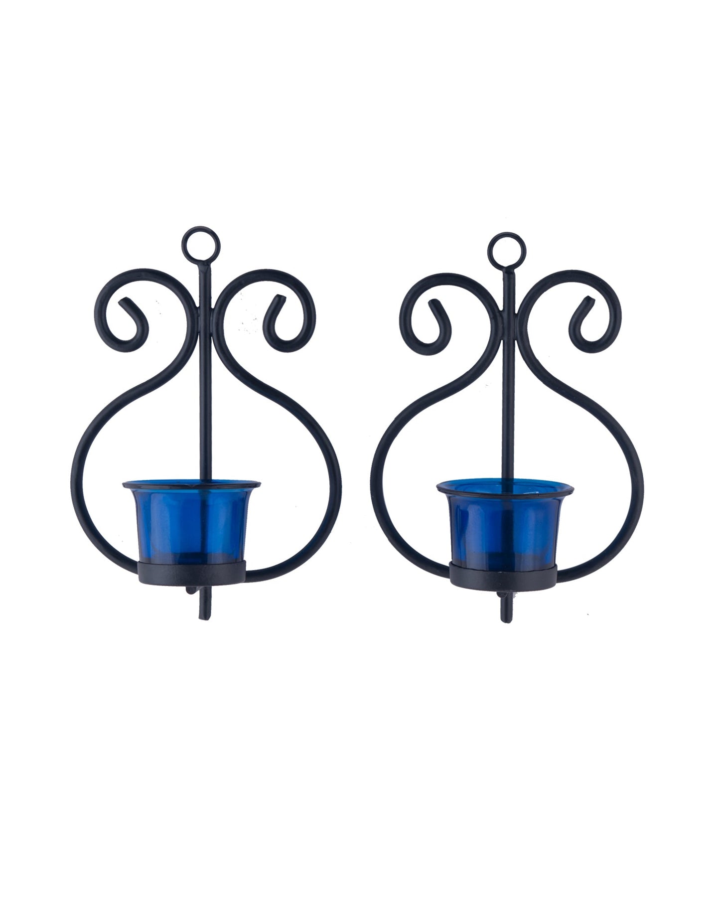 Set of 2 Decorative Wall Sconce/Candle Holder With Glass and Free T-light Candles