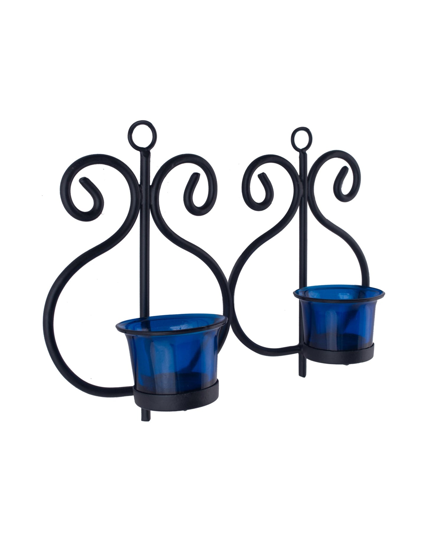 Set of 2 Decorative Wall Sconce/Candle Holder With Glass and Free T-light Candles