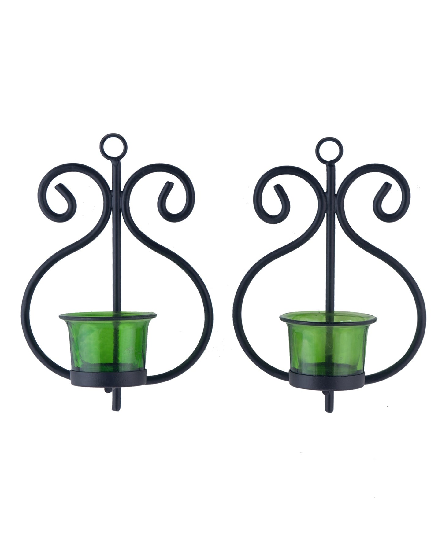 Set of 2 Decorative Wall Sconce/Candle Holder With Glass and Free T-light Candles
