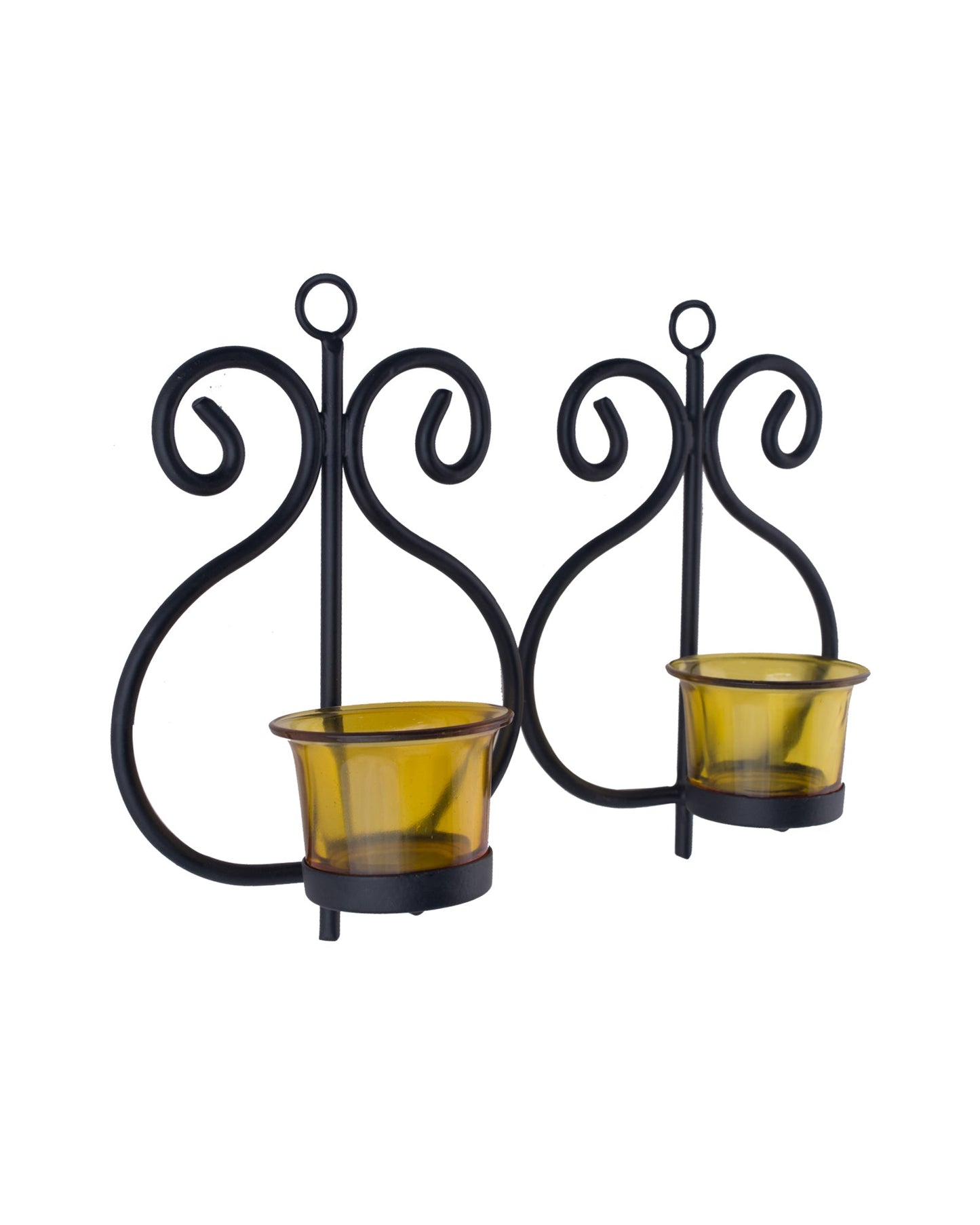 Set of 2 Decorative Wall Sconce/Candle Holder With Glass and Free T-light Candles